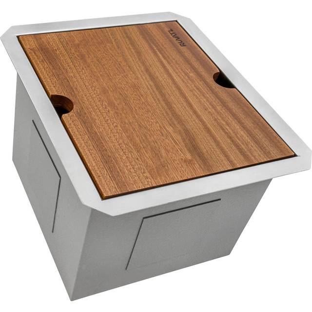 Ruvati 13 inch Workstation Bar Prep Sink with Cover Undermount 16 Gauge Stainless Steel Single Bowl - RVH8316