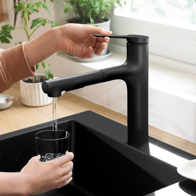 Hansgrohe Zesis M33 160 Matt Black Single Lever Pull-out Kitchen Mixer