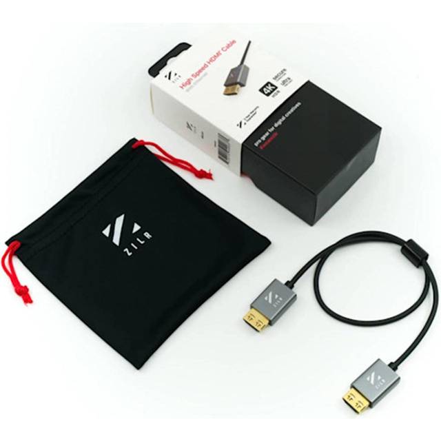 ZILR High Speed HDMI Cable with Ethernet (Hyper-Thin 4Kp60 Secure Type-A) 1m / 3.3ft