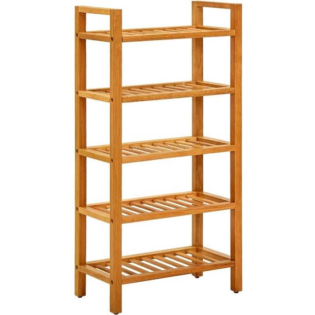 vidaXL Solid Oak Wood Shoe Rack with 5 Shelves Wooden Shoe Stands Storage