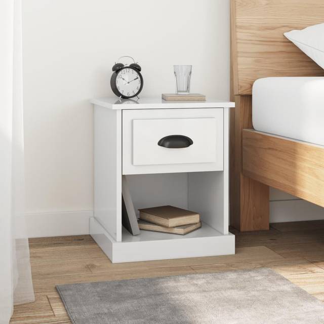 vidaXL Bedside Cabinet High Gloss White 39x39x47.5 cm Engineered Wood