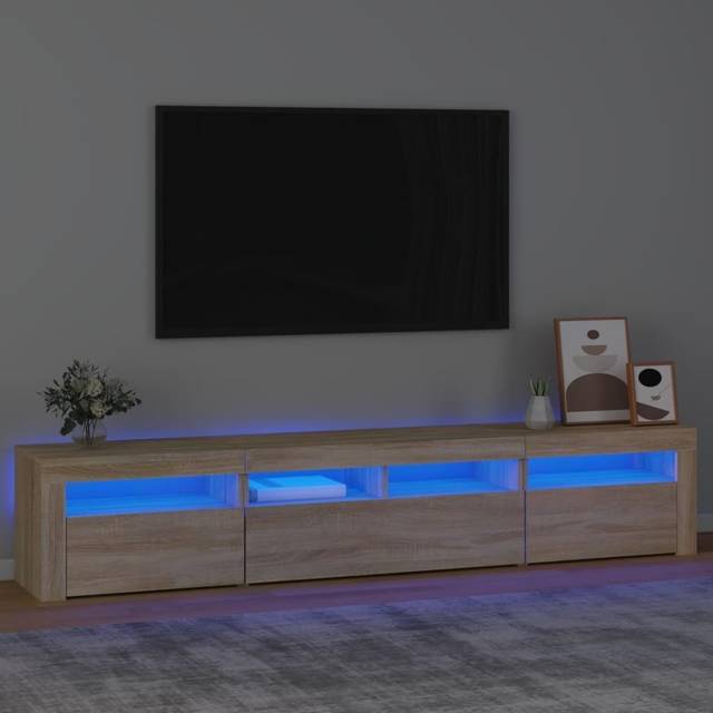 Tv-bänk med LED-belysning sonoma ek 210x35x40 cm