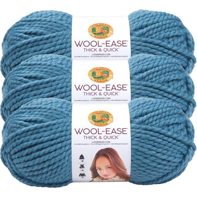 Lion Brand Yarn Wool-Ease Thick & Quick Yarn  Soft and Bulky Yarn for Knitting  Crocheting  and Crafting  3 Pack  Air Force