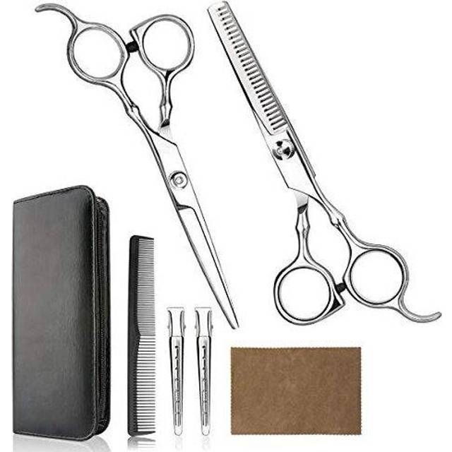 Hair Cutting Scissors Professional Home Haircutting Barber/Salon Thinning Shears Kit with Comb and Case for Men/Women (Sliver)