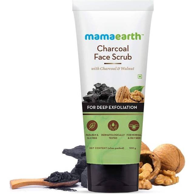Mamaearth Charcoal Face Scrub with Walnut | Gently Exfoliates Dead Cells & Deeply Nourishes Skin | Cleanses Dirt & Excess Oil | for Normal & Oily Skin
