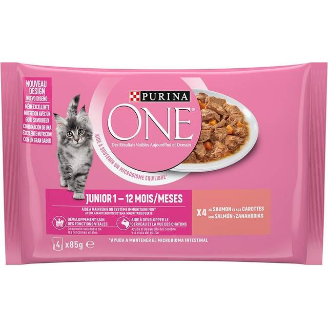 PURINA ONE Junior Lax & morötter - 4 x 85 g Lax & morötter