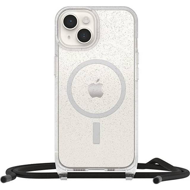 OtterBox React Necklace Case med MagSafe för iPhone 16e, iPhone 14, ultratunnt, skyddande skal med justerbart och avtagtart halsband, testad till militärstandard, Svart