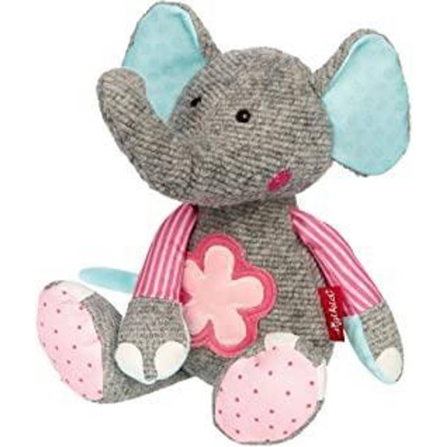 Sigikid 42846 mjukisdjur elefant rosa lapptäcke söt gosedjur att leka med och mysa av mjuk materialblandning för spädbarn och barn, pojkar och flickor från 0 till 8 år, flerfärgad/elefant 31 cm
