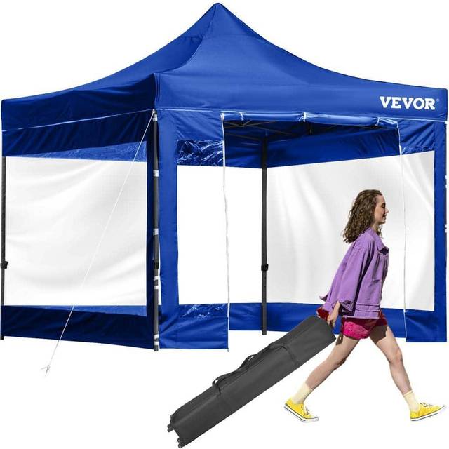 VEVOR 10 x 10 FT Pop Up Canopy Tent, Outdoor Patio Gazebo Tent with Removable Sidewalls and Wheeled Bag, UV Resistant Waterproof Instant Gazebo
