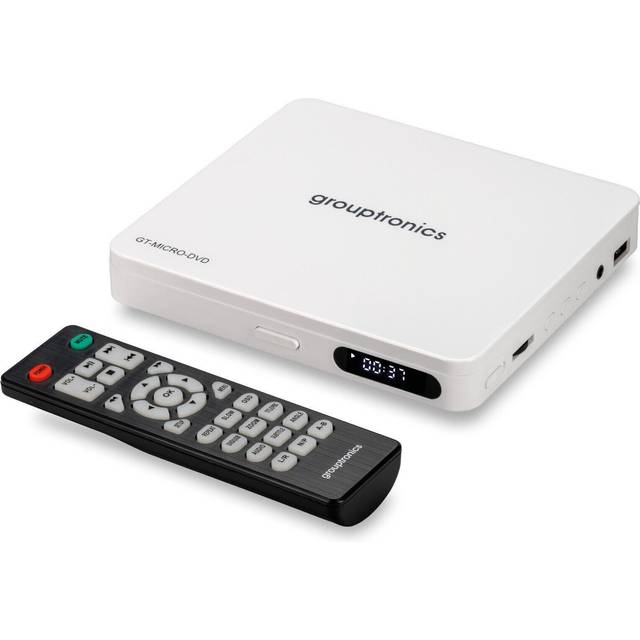 Grouptronics GT-MICRO-DVD Small Mini Multi Region HDMI TV DVD Player with Remote White - 15.5 x 14 x 3cm