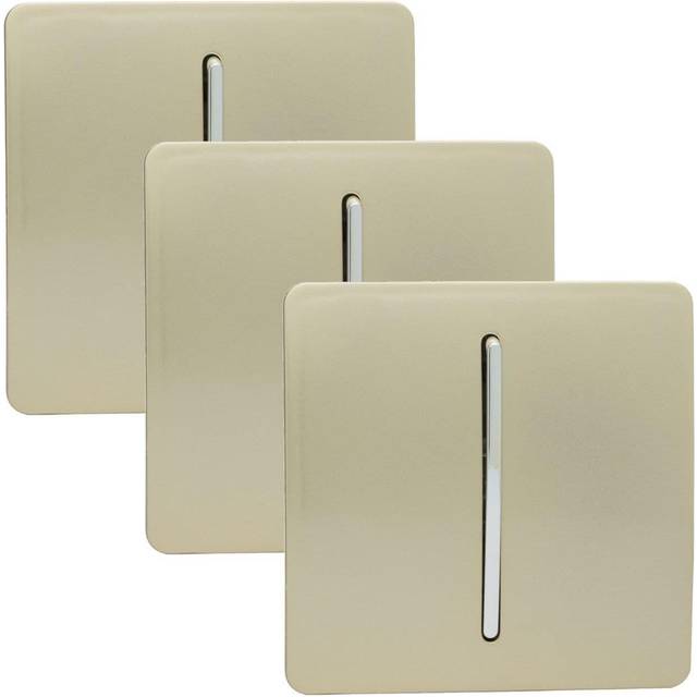 1 Gang 2 Way 10Amp Screwless Long Rocker Switch - Gold / 3