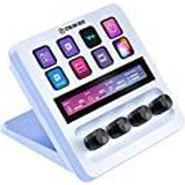 Elgato Stream Deck + White, ljudmixer, liveproduktion och studiokontroll för innehållsskapare, streaming, spel, med anpassningsbar pekfält, kontrollknappar och LCD-tangenter, för Mac och PC