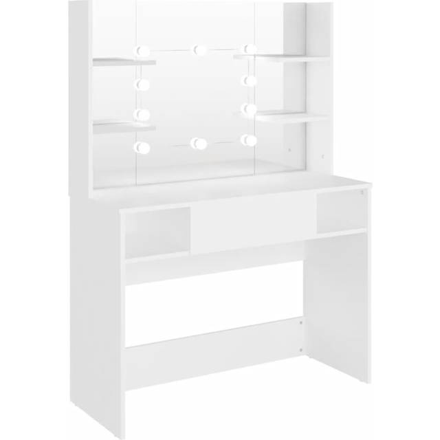 vidaXL Makeup Table with LED Lights 100x40x135 cm MDF White