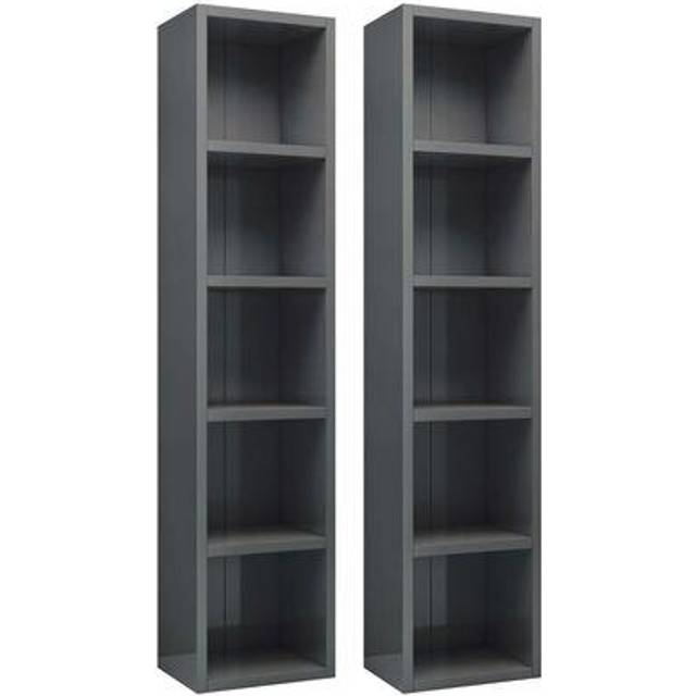 vidaXL CD Cabinets 2 pcs Concrete Grey 21x16x93.5 cm Engineered Wood