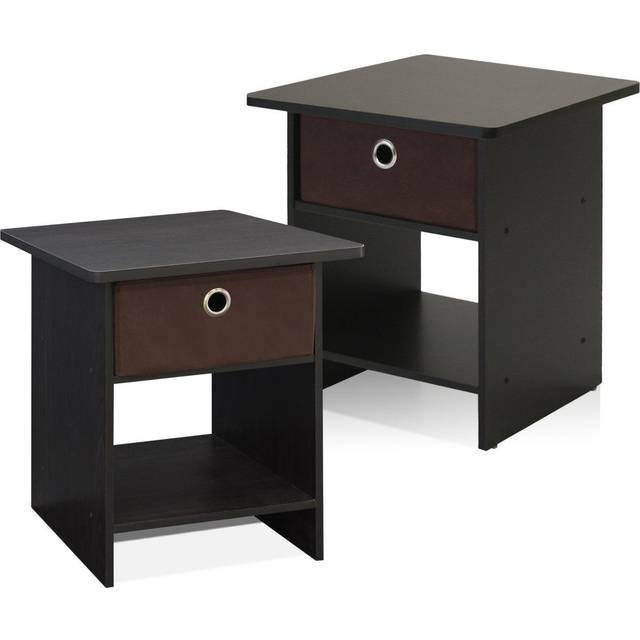 Walplus Single Bin Drawer Espresso Dario Side Table - Black - 39.37 x 45.21 x 39.37cm