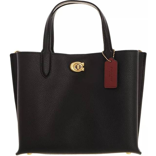 COACH Willow 24 Black Leather Tote Bag Size: One Size, Colour: Black L