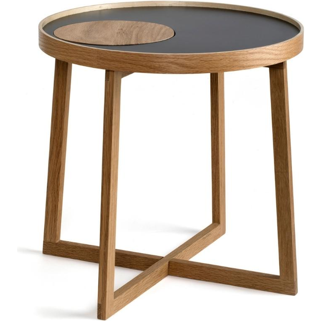 EKTA Handvaerk - Tray Table By Wirth - Sidobord - Black oak / Black metal - Ø: 44 x H: 46 cm