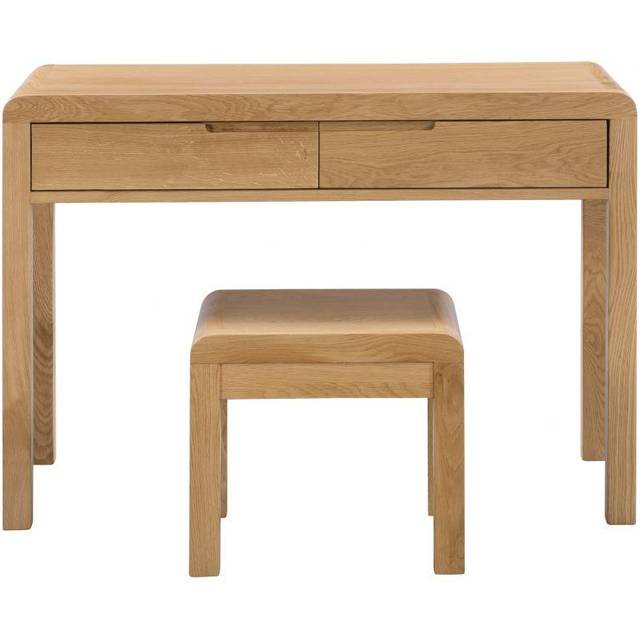 Julian Bowen Curve 2 Drawer Dressing Table & Stool, Brown