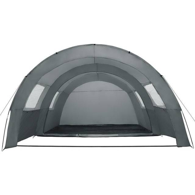 Tent Roskilde - for 6 people, with awning, groundsheet, 4 windows with mosquito nets - light grey/dark grey