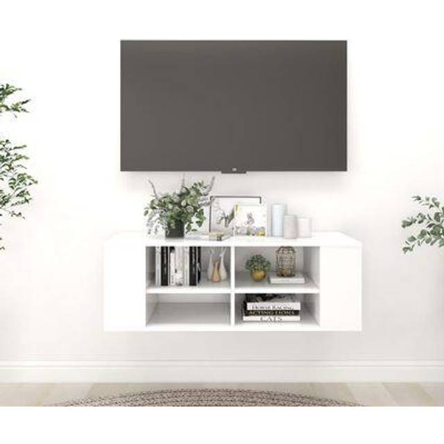 vidaXL Wall-Mounted TV Cabinet High Gloss Black 102x35x35 cm Engineered Wood