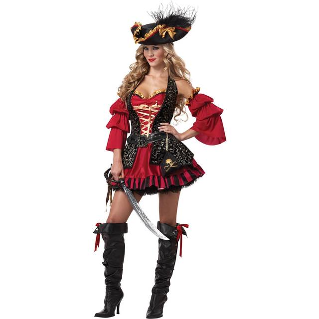 Sexy Spanish Pirate Costume for Women | Pirate Costumes - Black&#47;Red (XS)
