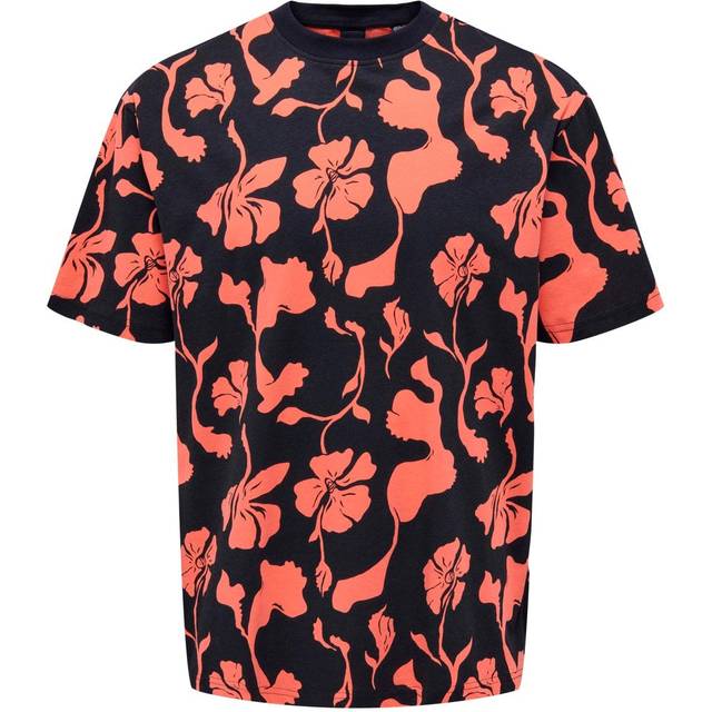 ONSPABLO RLX FLORAL AOP SS Tee, svart, S