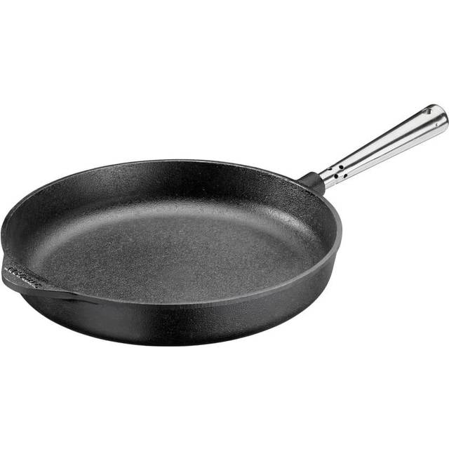 Stekpanna Rak Kant Gjutjärn 28 cm, stålhandtag - Svart