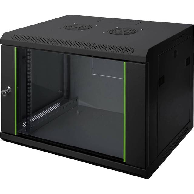 DIGITUS Nätverksskåp - 19-tums rack - 12U - Väggmontage - 450 mm djupt - Bärförmåga 60 kg - Dynamic Basic-serien - Svart