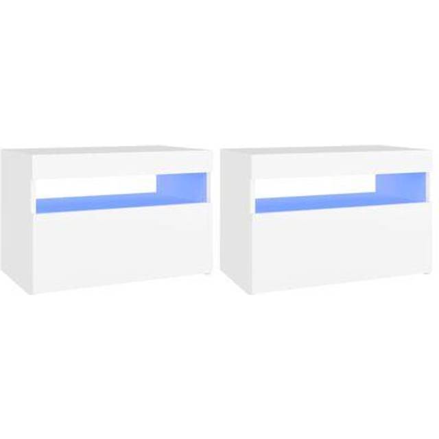vidaXL Bedside Cabinet & LED Lights 2 pcs Concrete Grey 60x35x40 cm