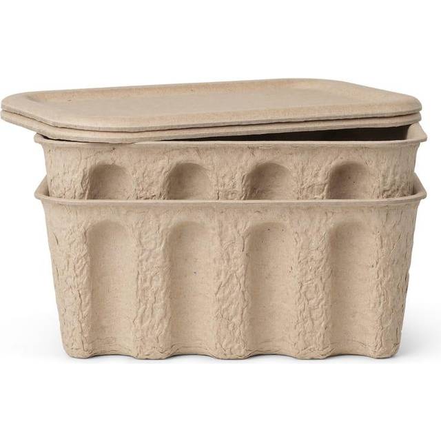 Ferm Living - Paper Pulp Box - Set of 2 - Lådor - Small - W: 30 x H: 15 x D: 40 cm