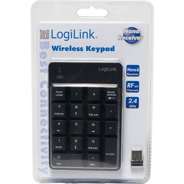 Logilink wireless keypad numeric keypad with 18 keys id0120 black