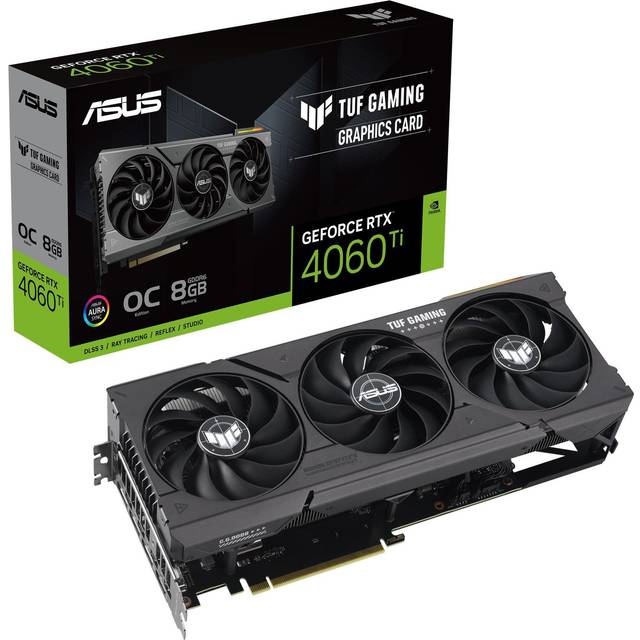 ASUS TUF Gaming GeForce RTX 4060 Ti 8 GB GDDR6 OC Edition spelgrafikkort (Nvidia Geforce RTX4060Ti DLSS 3, PCIe 4.0, 1x HDMI 2.1, 3x DisplayPort 1.4a, TUF-RTX4060TI-O8G-GAMING)