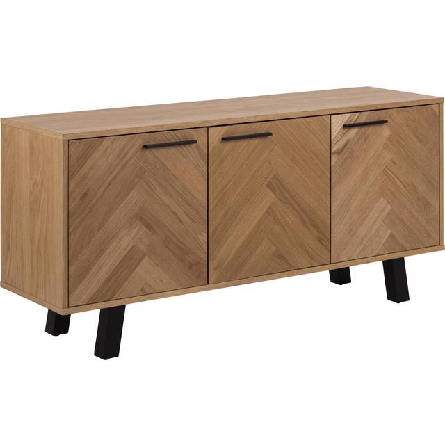 Brighton 3 Door Sideboard In Oak With Herringbone Effect