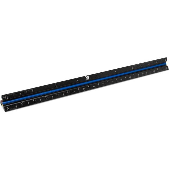 WEN Architect Scale Ruler  12-Inch  Triangular  Aluminum with Laser-Etched Imperial Drafting Scales (ME333R)