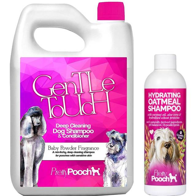 Pretty Pooch Baby Powder Dog Shampoo 2L & Oatmeal Dog Shampoo 250ml