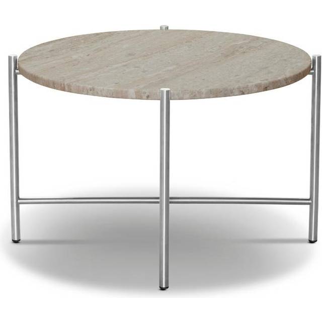Handvärk - Round Coffee Table - Soffbord - Beige Marble/Stainless Steel 60 - Ø65 x H40 x B65 cm