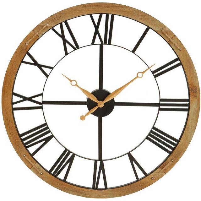 Vitus Wooden and Black Metal Wall Clock - Natural