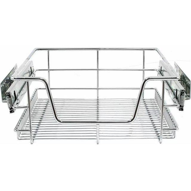 Kukoo Silver Chrome Coated Steel Wide Cabinet Basket 3 Pack