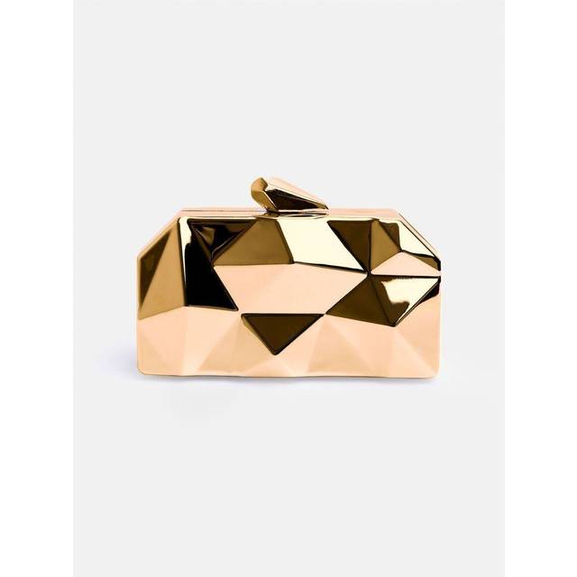 Melanie Geometric Pattern Clutch Bag - Gold - One Size - Where's That From
