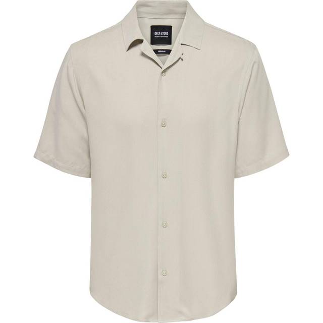 ONLY & SONS - Skjorta onsDash Life Reg Solid Visc Res SS - Beige