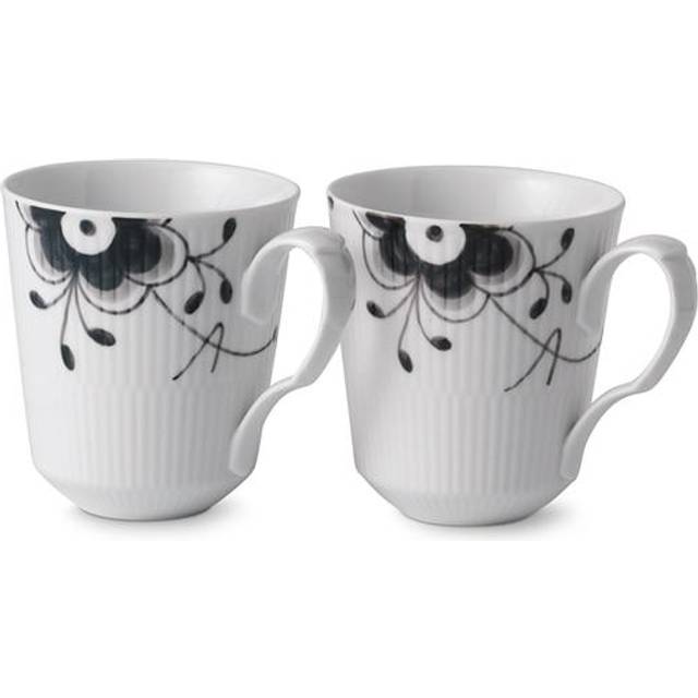 Royal Copenhagen - Black Fluted Mega Mugg 38 cl 2-pack