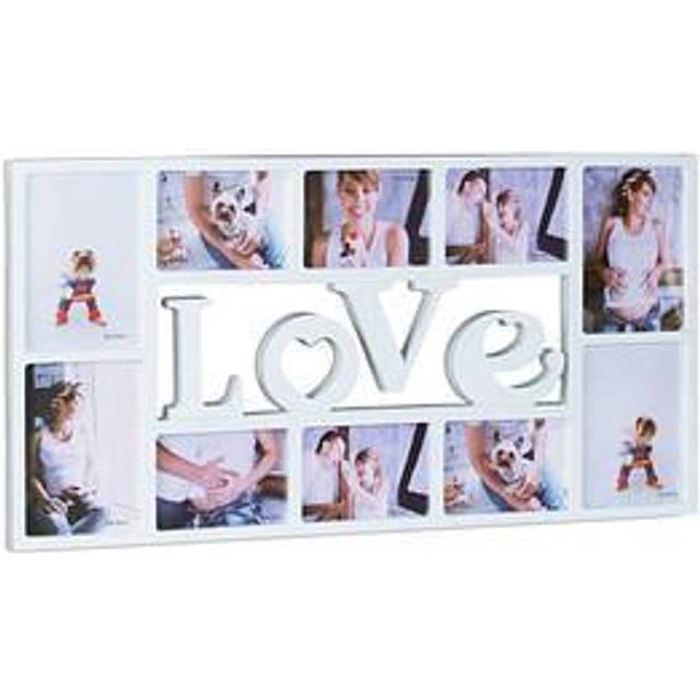Relaxdays - Picture Frame love, Photo Frame for 10 Pictures, Plastic, HxWxD: 36.5 x 72 x 2 cm, White