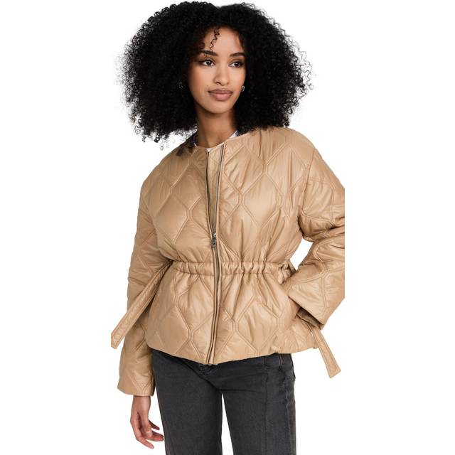 Ganni, Jacka, Dam, L, Nylon, Quiltad Dunjacka - beige (L)