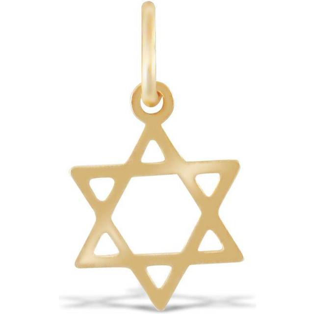 Jewelco London Ladies 9ct Yellow Gold Magen David Star Charm Pendant - JPC228
