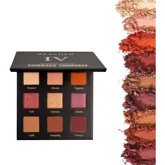 RealHer Eyeshadow Palette IV- Embrace Yourself - 9 Shades - Sunset Vibes  Soft Peach  Burnt Orange  Deep Red
