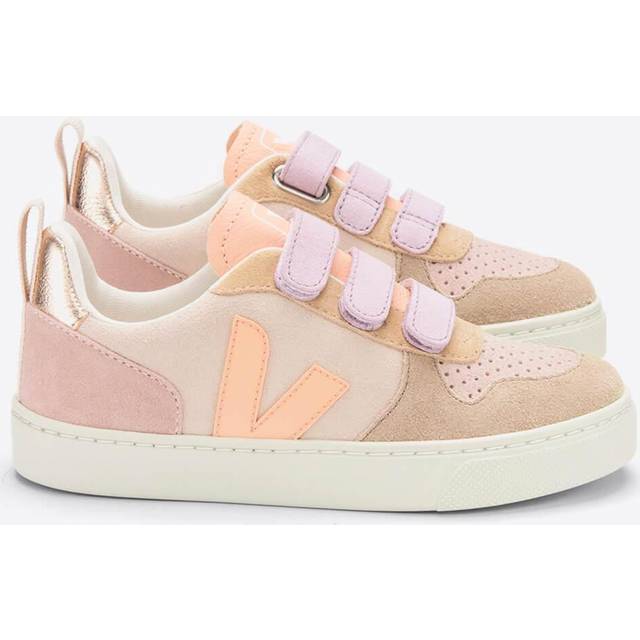 Veja Girls Pink & Orange V-10 Suede Trainers - Beige/Pink - 30