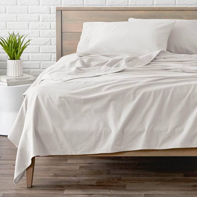Bare Home Flannel Sheet Set 100% Cotton  Velvety Soft Heavyweight - Double Brushed Flannel - Deep Pocket (Full XL  White)