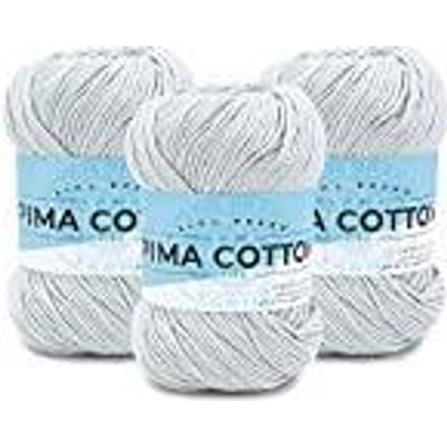 Lion Brand Yarn Pima Cotton Yarn  Medium Yarn for Knitting  Crocheting  and Crafting  3 Pack  Stone