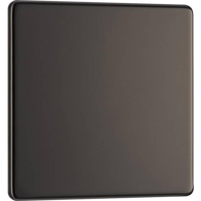 BG Screwless Flatplate Black Nickel Single Blank Plate - FBN94