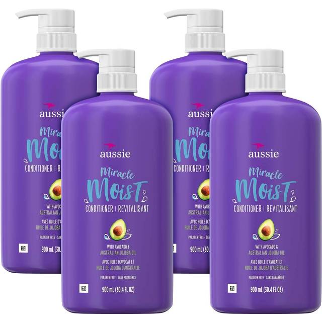 Aussie For Dry Hair Paraben-Free Miracle Moist Conditioner With Avocado & Jojoba  30.4 Fluid Ounce  4 Count